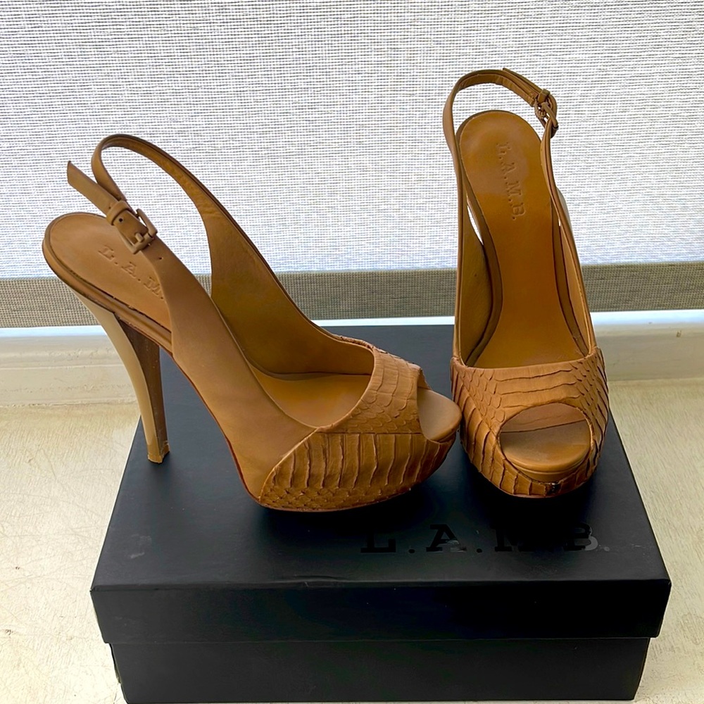 L.A.M.B Nomad leather heels